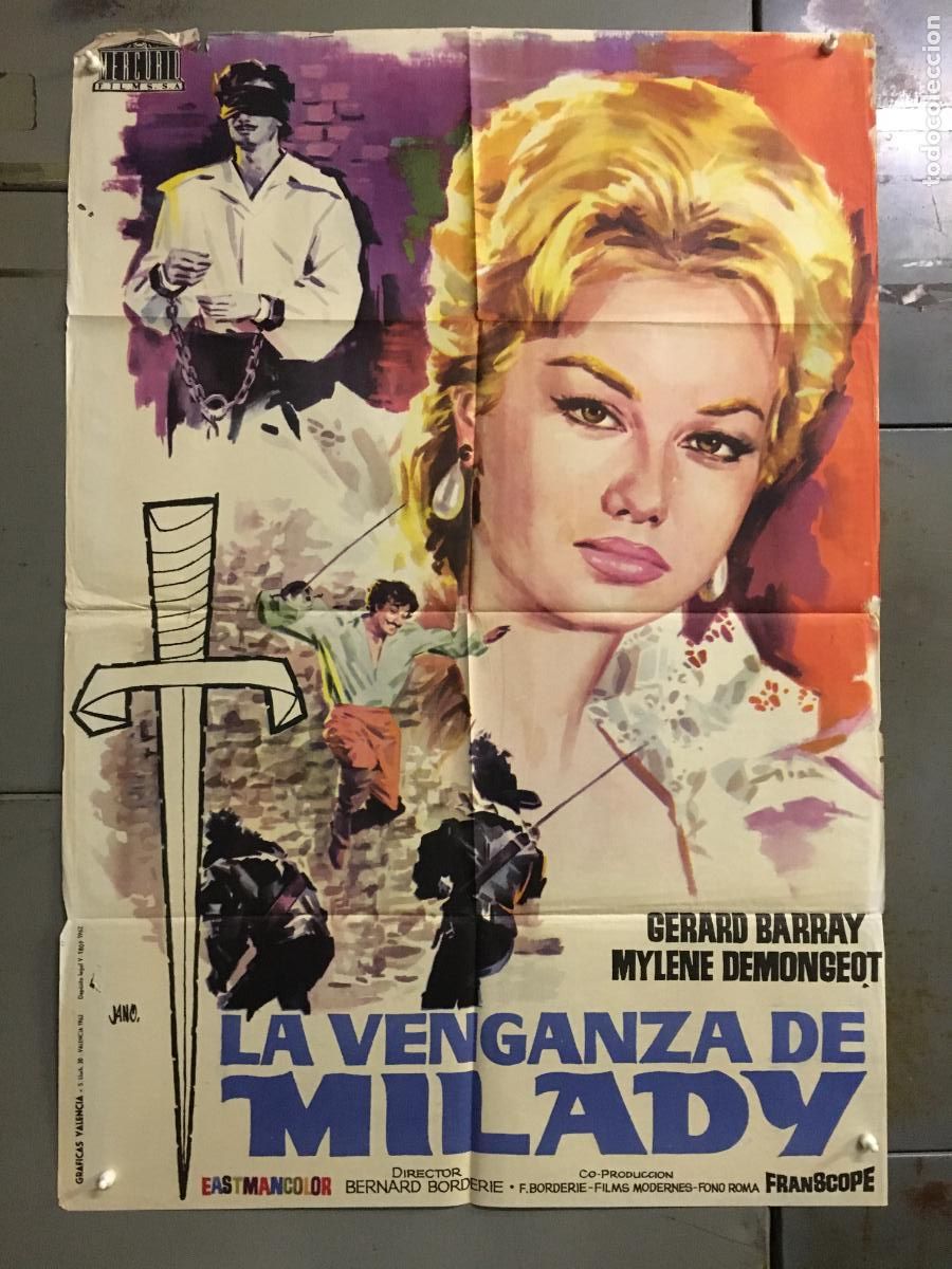 Cine: ODC C696 LA VENGANZA DE MILADY 3 mosqueteros 2 GERARD BARRAY DEMONGEOT POSTER ORIG 70X100 ESTRENO