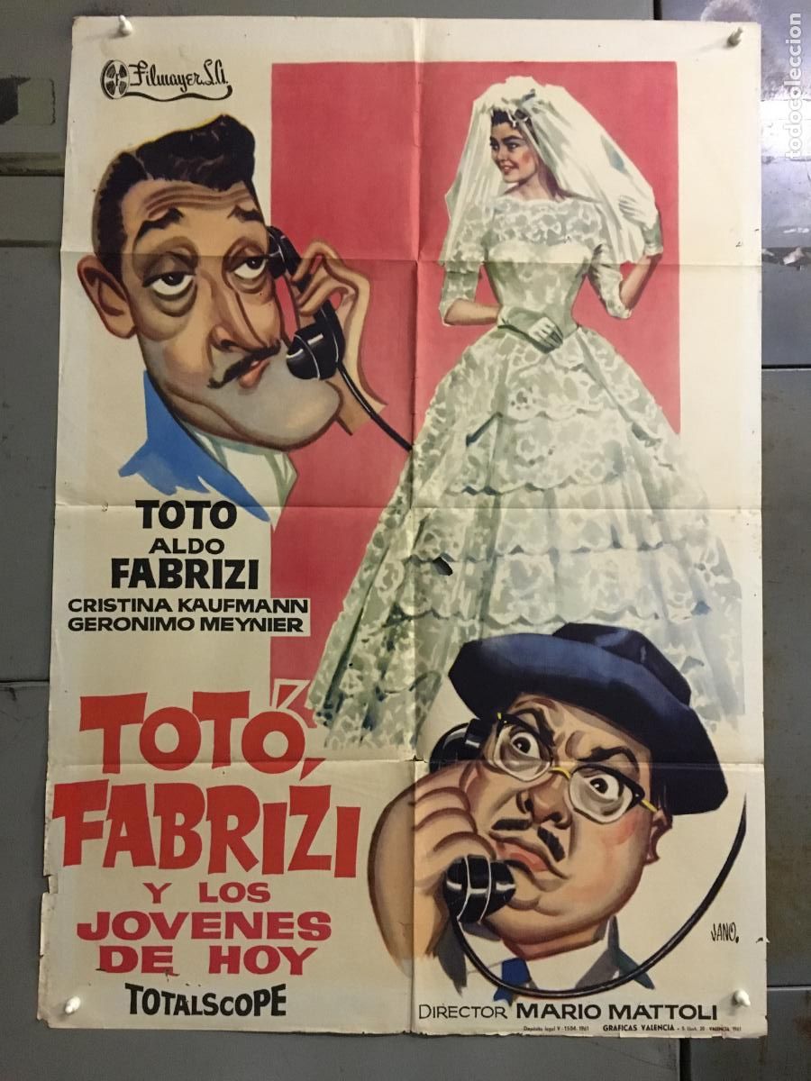 Cine: ODC C704 TOTO FABRIZI Y LOS JOVENES DE HOY TOTO ALDO FABRIZI POSTER ORIGINAL 70X100 ESTRENO