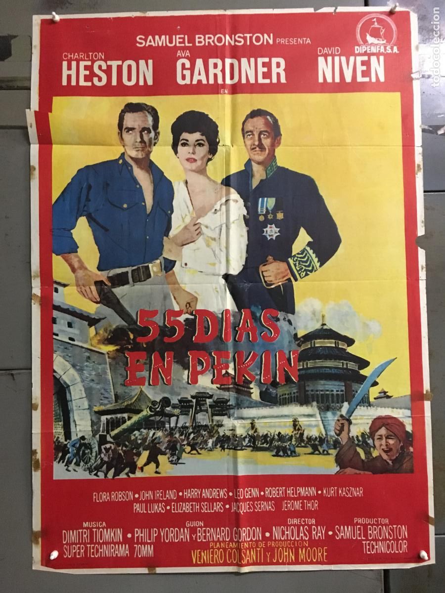 Cine: ODC C717 55 DIAS EN PEKIN CHARLTON HESTON AVA GARDNER NICHOLAS RAY BRONSTON POSTER 70X100 ESTRENO