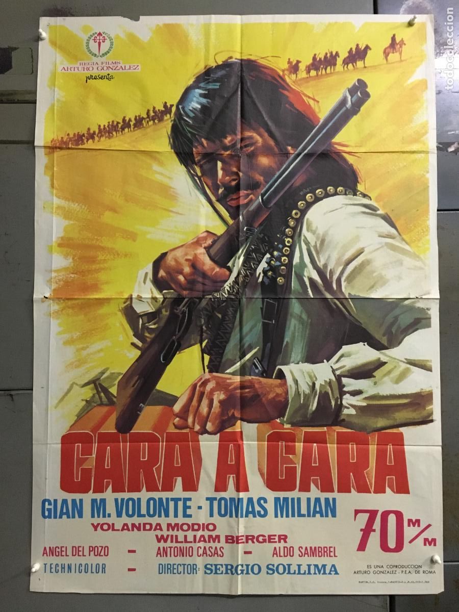 Cine: ODC C718 CARA A CARA SERGIO SOLIMA TOMAS MILIAN SPAGHETTI POSTER ORIGINAL ESTRENO 70X100
