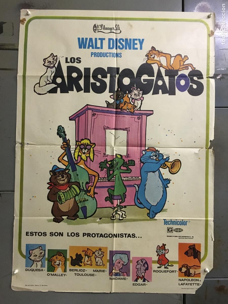 Cine: ODC C722 LOS ARISTOGATOS WALT DISNEY POSTER ORIGINAL 70X100 ESTRENO