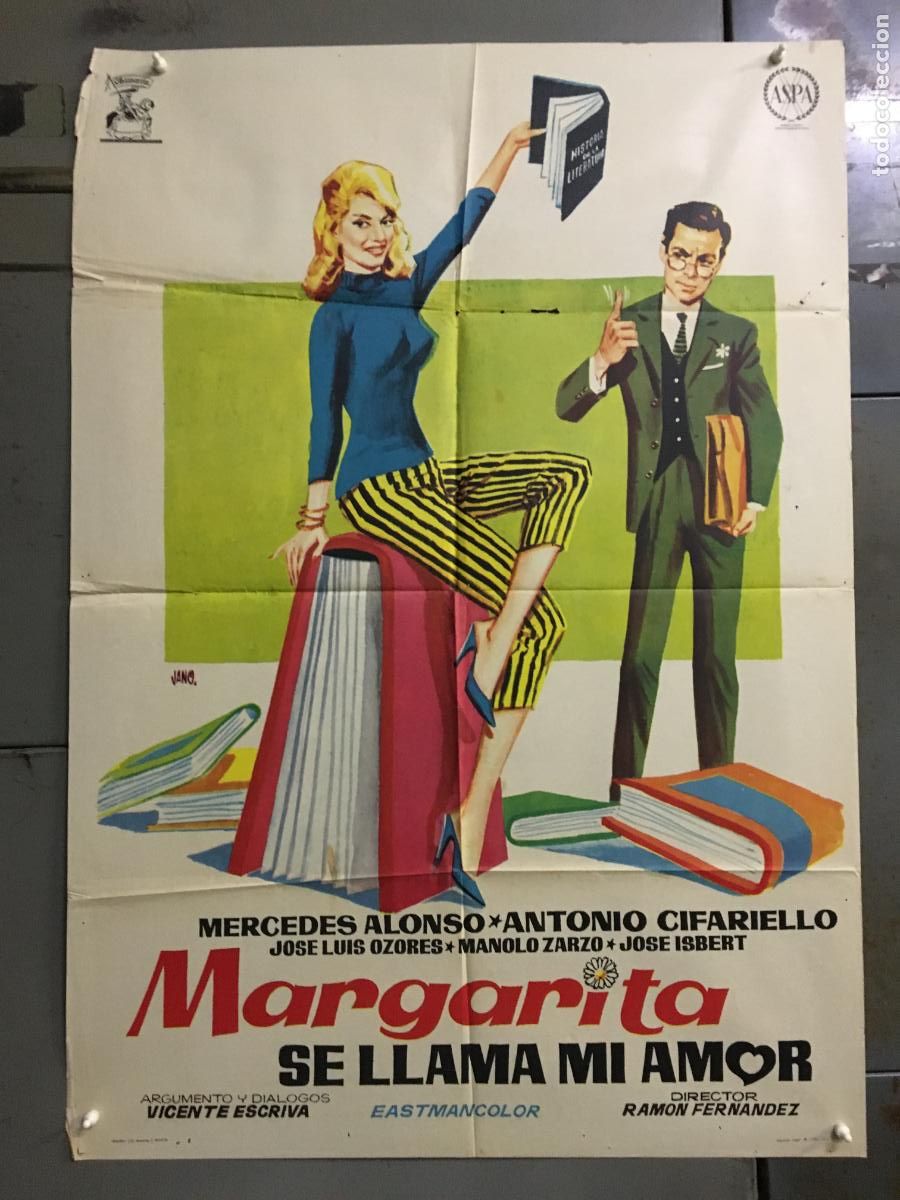 Cine: ODC C724 MARGARITA SE LLAMA MI AMOR MERCEDES ALONSO JL OZORES JANO POSTER ORIGINAL 70X100 ESTRENO