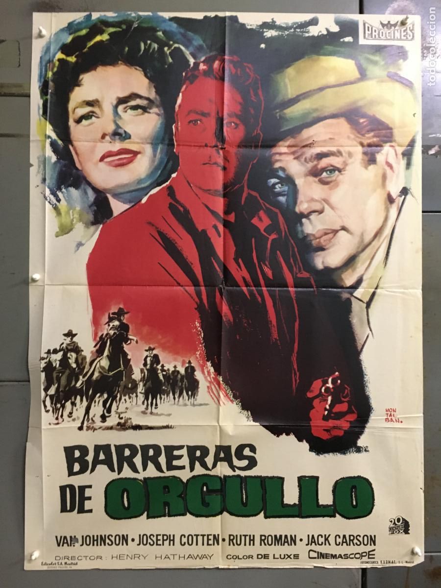 Cine: ODC C726 BARRERAS DE ORGULLO VAN JOHNSON RUTH ROMAN GEORGES SIMENON POSTER ORIGINAL 70X100 ESTRENO