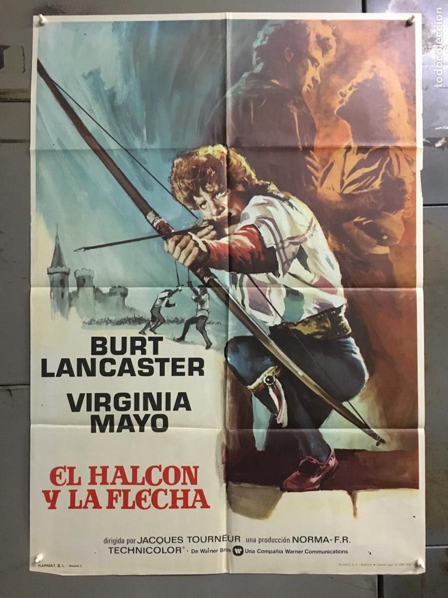 Cine: AFP27 EL HALCON Y LA FLECHA BURT LANCASTER JACQUES TOURNEUR POSTER ORIGINAL 70X100 ESPA&Ntilde;OL R-73
