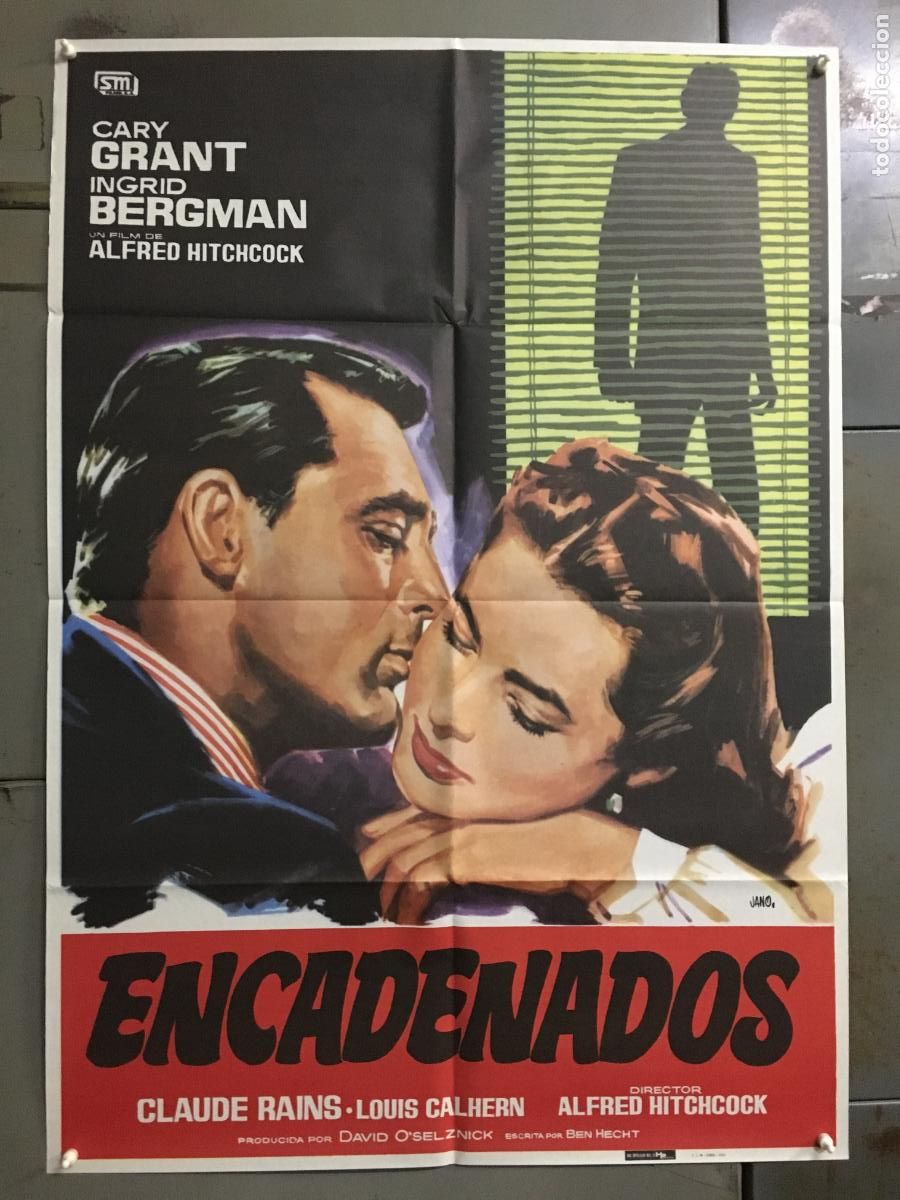 Cine: AFP34 ENCADENADOS ALFRED HITCHCOCK CARY GRANT INGRID BERGMAN POSTER ORIGINAL 70X100 ESPA&Ntilde;OL R-82