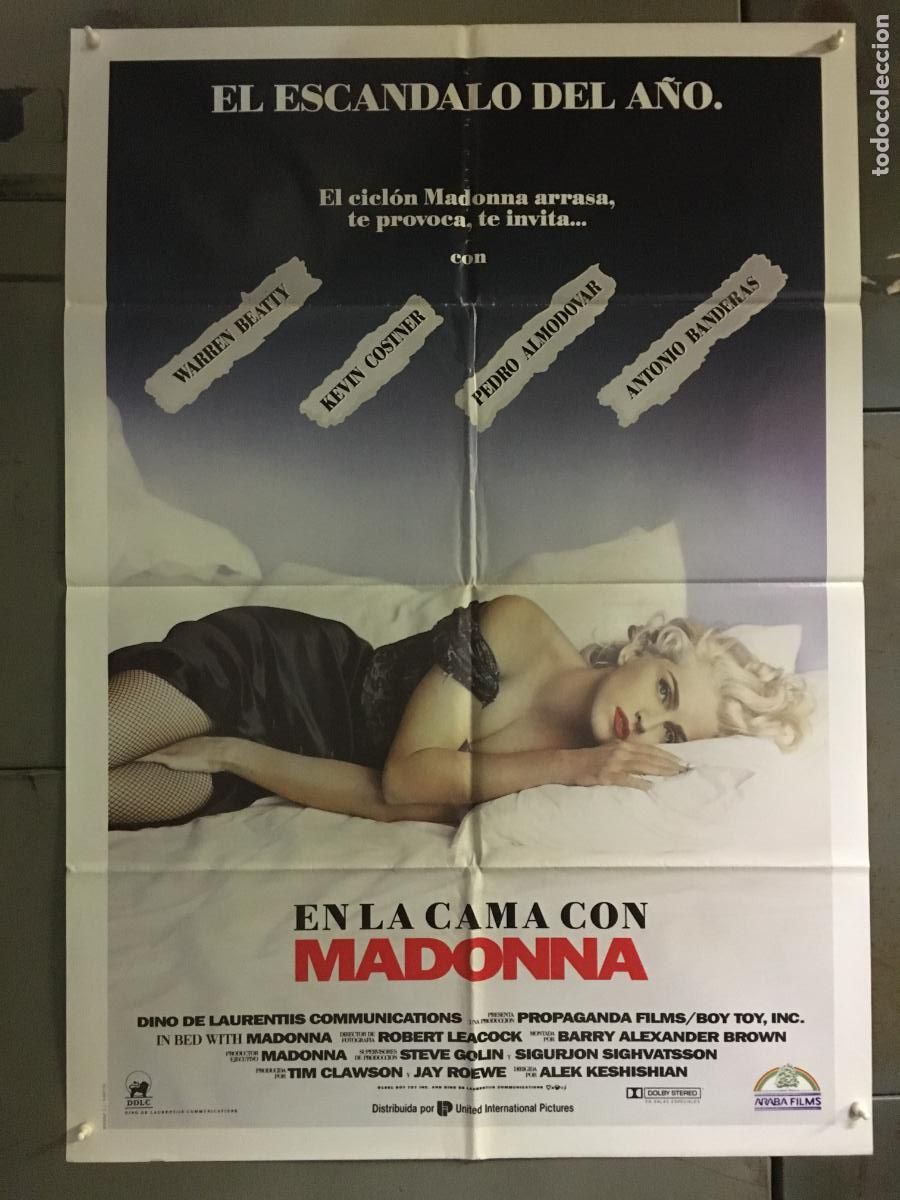 Cine: AFP39 EN LA CAMA CON MADONNA KEVIN COSTNER ANTONIO BANDERAS ALMODOVAR POSTER ORIG 70X100 ESTRENO