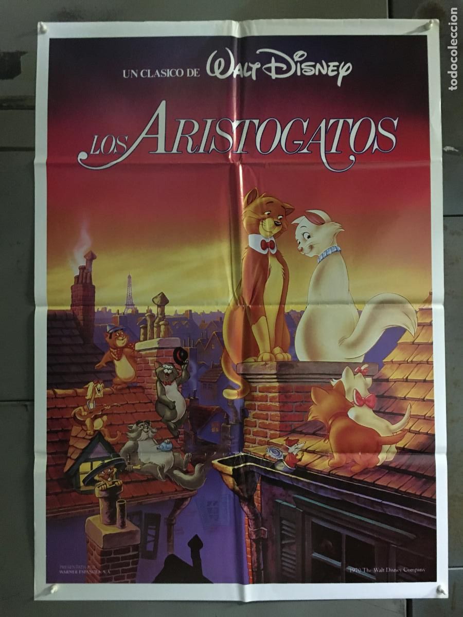 Cine: AFP41 LOS ARISTOGATOS WALT DISNEY POSTER ORIGINAL 70X100 ESPA&Ntilde;OL R-90S