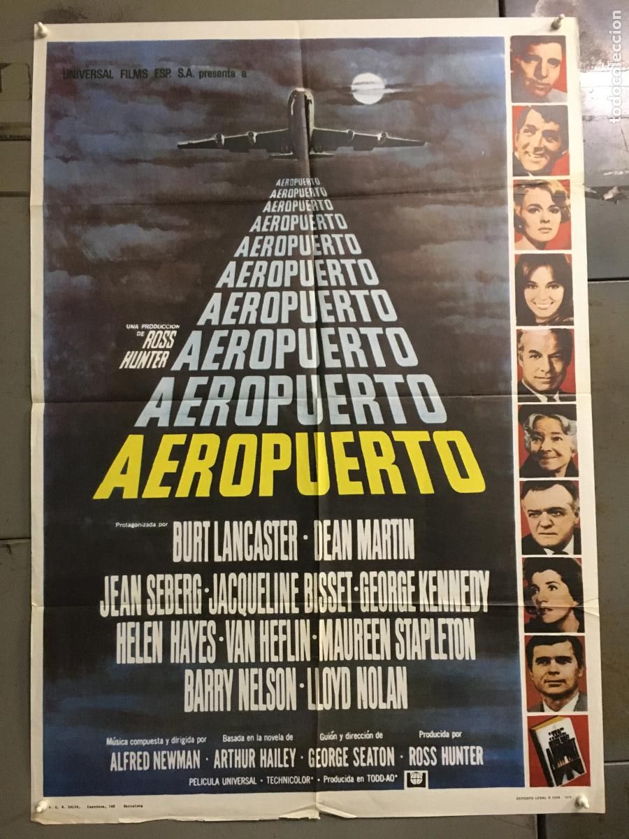 Cine: AFP44 AEROPUERTO DEAN MARTIN BURT LANCASTER POSTER ORIGINAL 70X100 ESPA&Ntilde;OL R-75