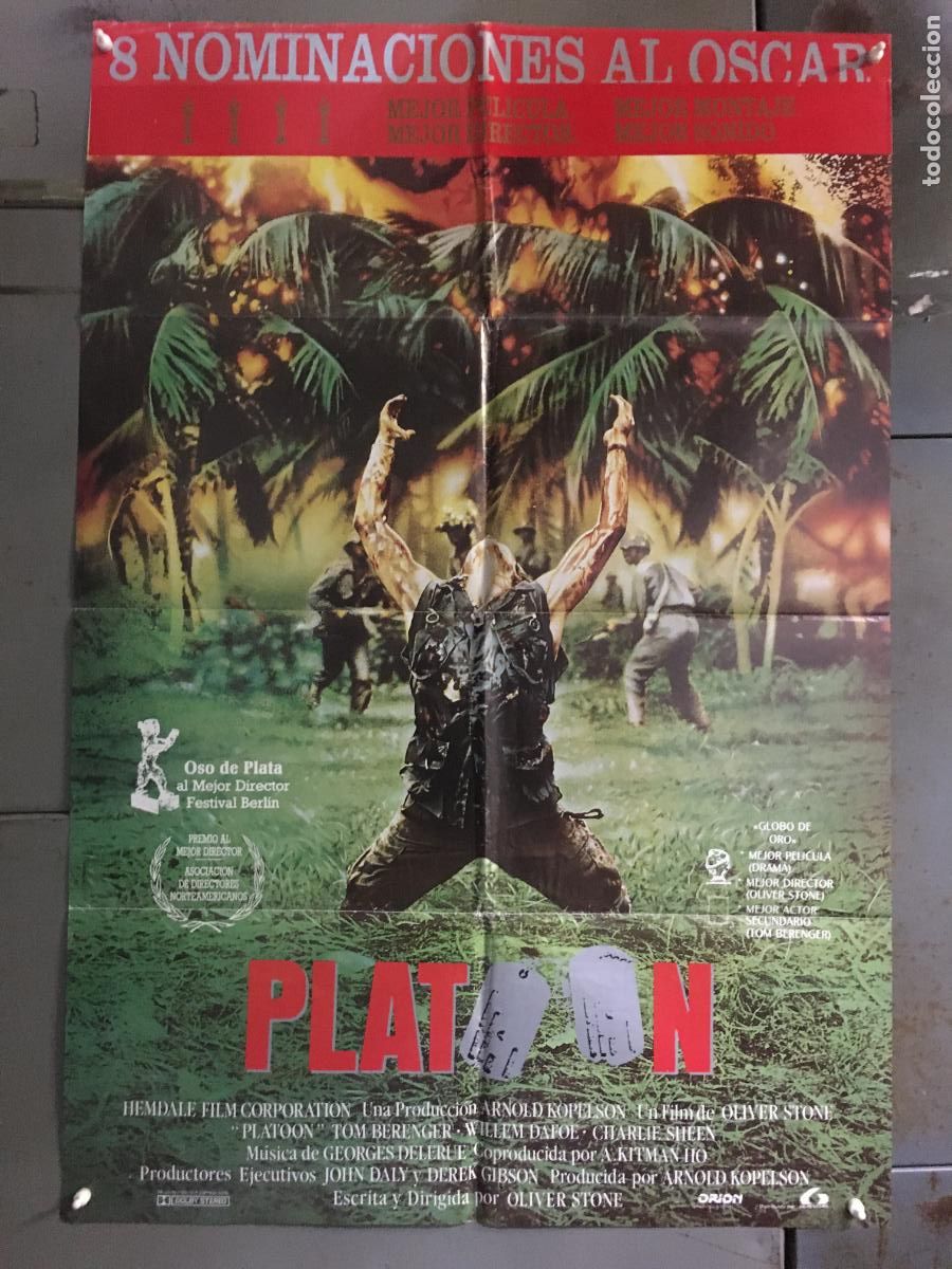 Cinema: AFP47 PLATOON OLIVER STONE GUERRA VIETNAM POSTER ORIGINAL 70X100 ESTRENO