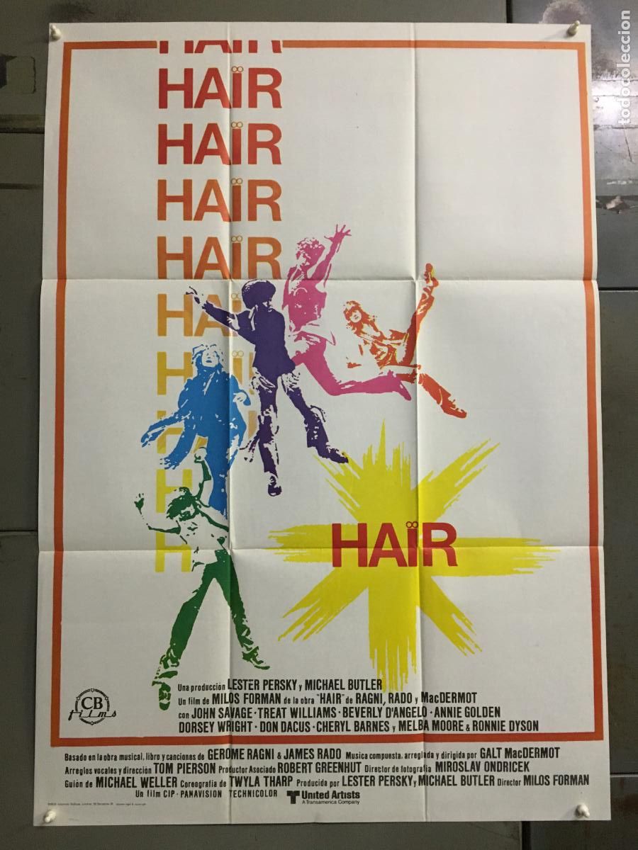 Cine: AFP48 HAIR MILOS FORMAN POSTER ORIGINAL 70X100 ESTRENO