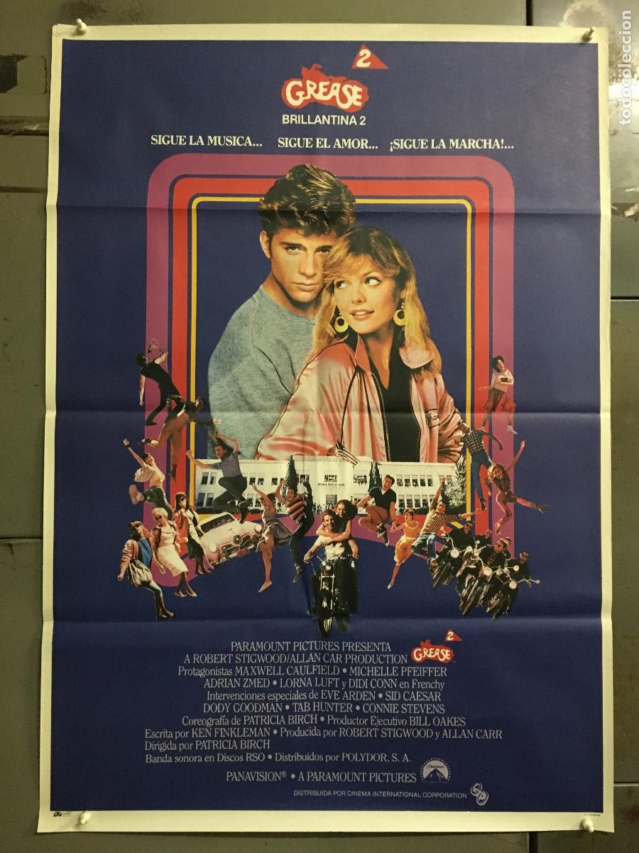 Cine: AFJ11 GREASE 2 MICHELLE PFEIFFER MAXWELL CAULFIELD POSTER ORIGINAL 70X100 ESTRENO h4