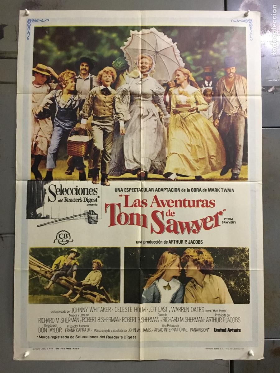 Cine: AFP62 LAS AVENTURAS DE TOM SAWYER JEFF EAST JODIE FOSTER POSTER ORIGINAL 70X100 ESTRENO