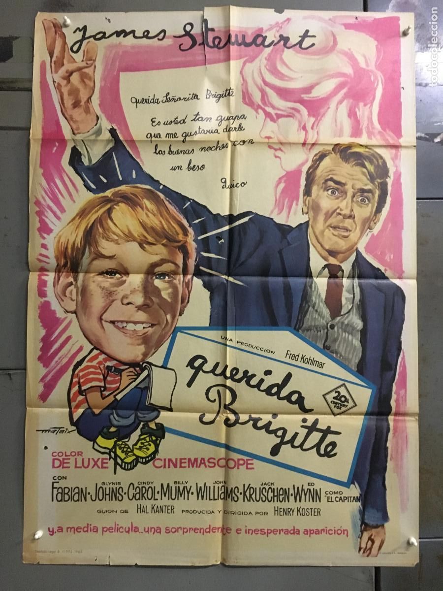 Cine: AFP67 QUERIDA BRIGITTE BARDOT JAMES STEWART POSTER ORIGINAL 70X100 ESTRENO