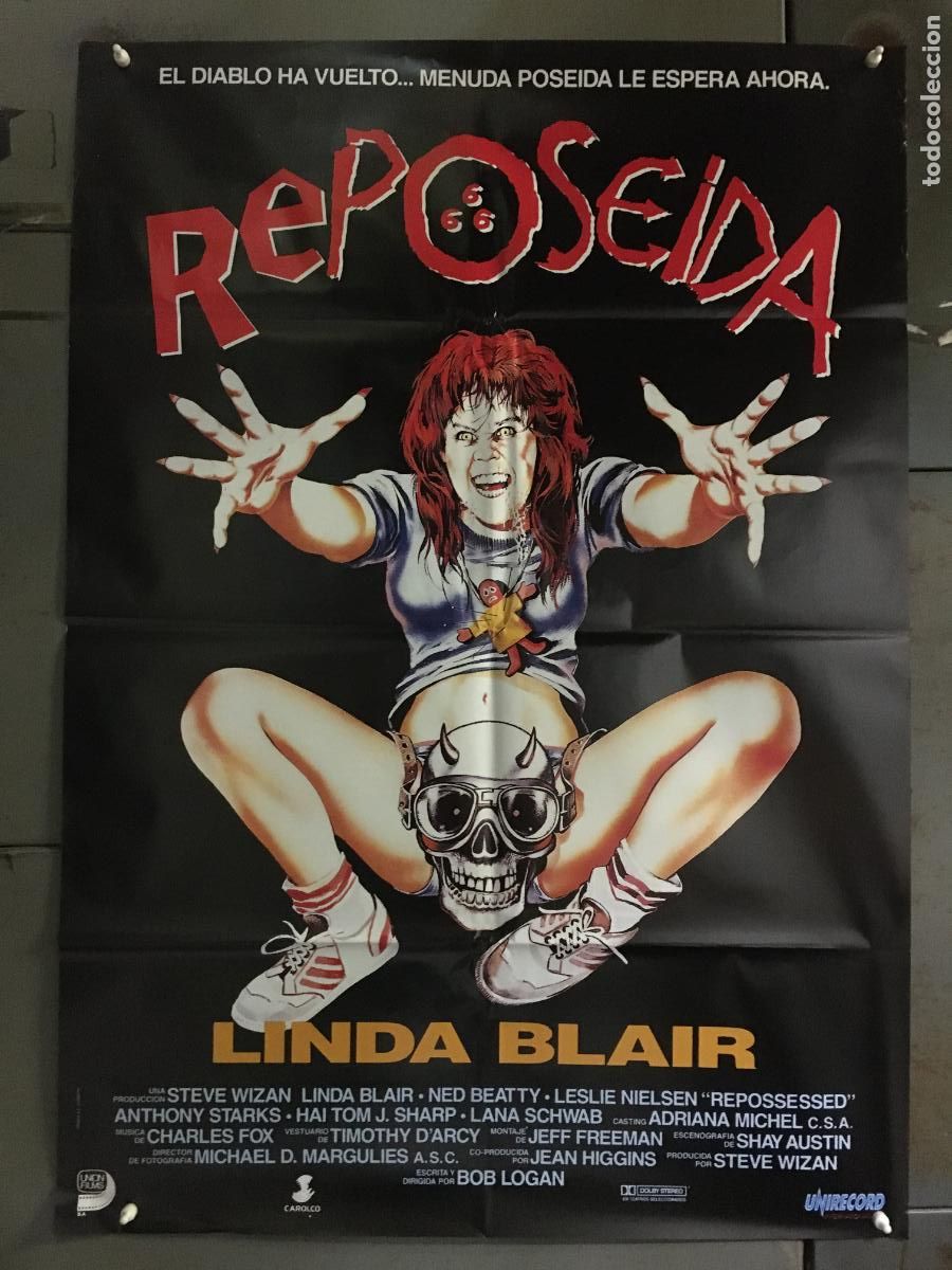 Cine: AFP91 REPOSEIDA LINDA BLAIR LESLIE NIELSEN POSTER ORIGINAL 70X100 ESTRENO h7