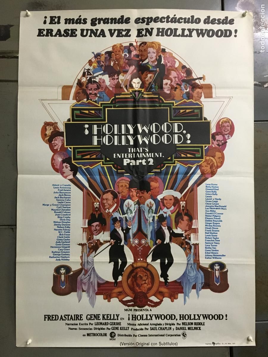 Cine: AFP93 HOLLYWOOD HOLLYWOOD FRED ASTAIRE GENE KELLY BOB PEAK POSTER ORIGINAL 70X100 ESTRENO h6
