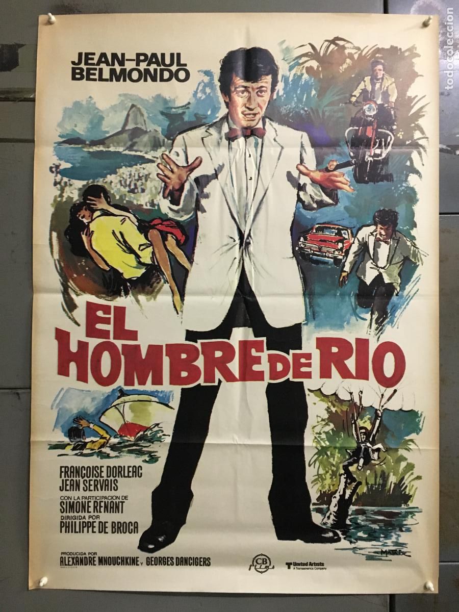 Cinema: AFP94 EL HOMBRE DE RIO JEAN PAUL BELMONDO FRAN&Ccedil;OISE DORLEAC POSTER ORIGINAL 70X100 ESPA&Ntilde;OL h8