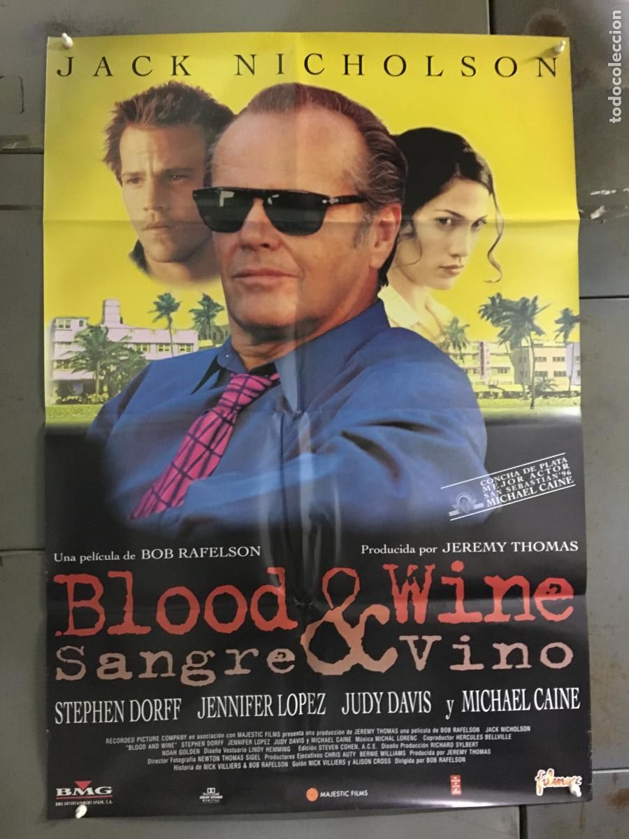 Cine: AFQ02 SANGRE Y VINO JACK NICHOLSON JENNIFER LOPEZ JUDY DAVIS POSTER ORIGINAL 70X100 ESTRENO h2