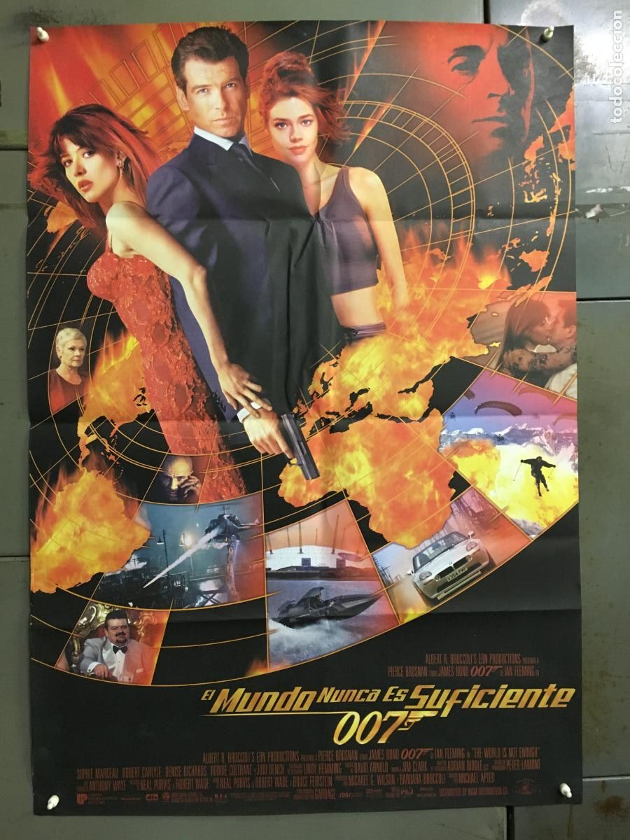 Cine: AFQ12 EL MUNDO NUNCA ES SUFICIENTE JAMES BOND 007 BROSNAN POSTER ORIGINAL ESTRENO 70X100 h5