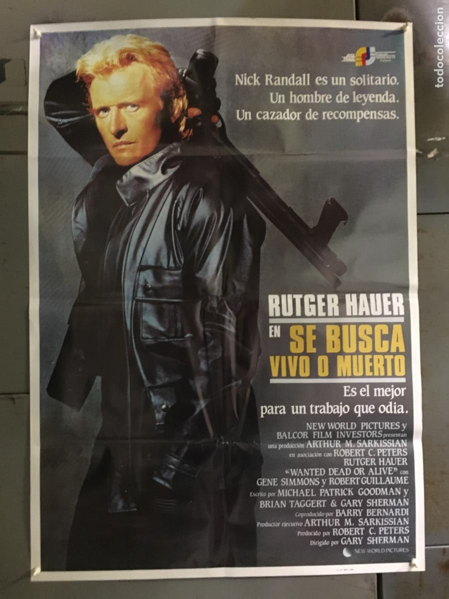 Cine: AFQ15 SE BUSCA VIVO O MUERTO RUTGER HAUER POSTER ORIGINAL 70X100 ESTRENO h7