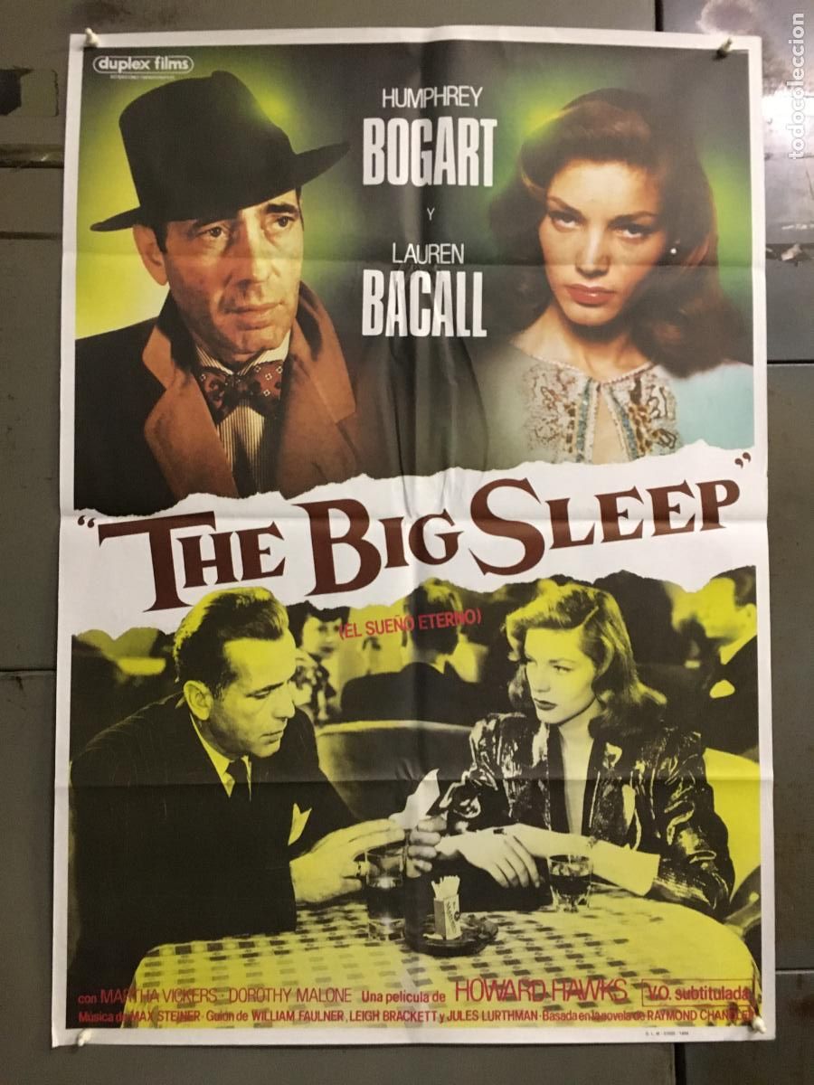 Cine: AFQ18 EL SUE&Ntilde;O ETERNO HUMPHREY BOGART LAUREN BACALL HOWARD HAWKS POSTER ORIGINAL 70X100 ESTRENO h5