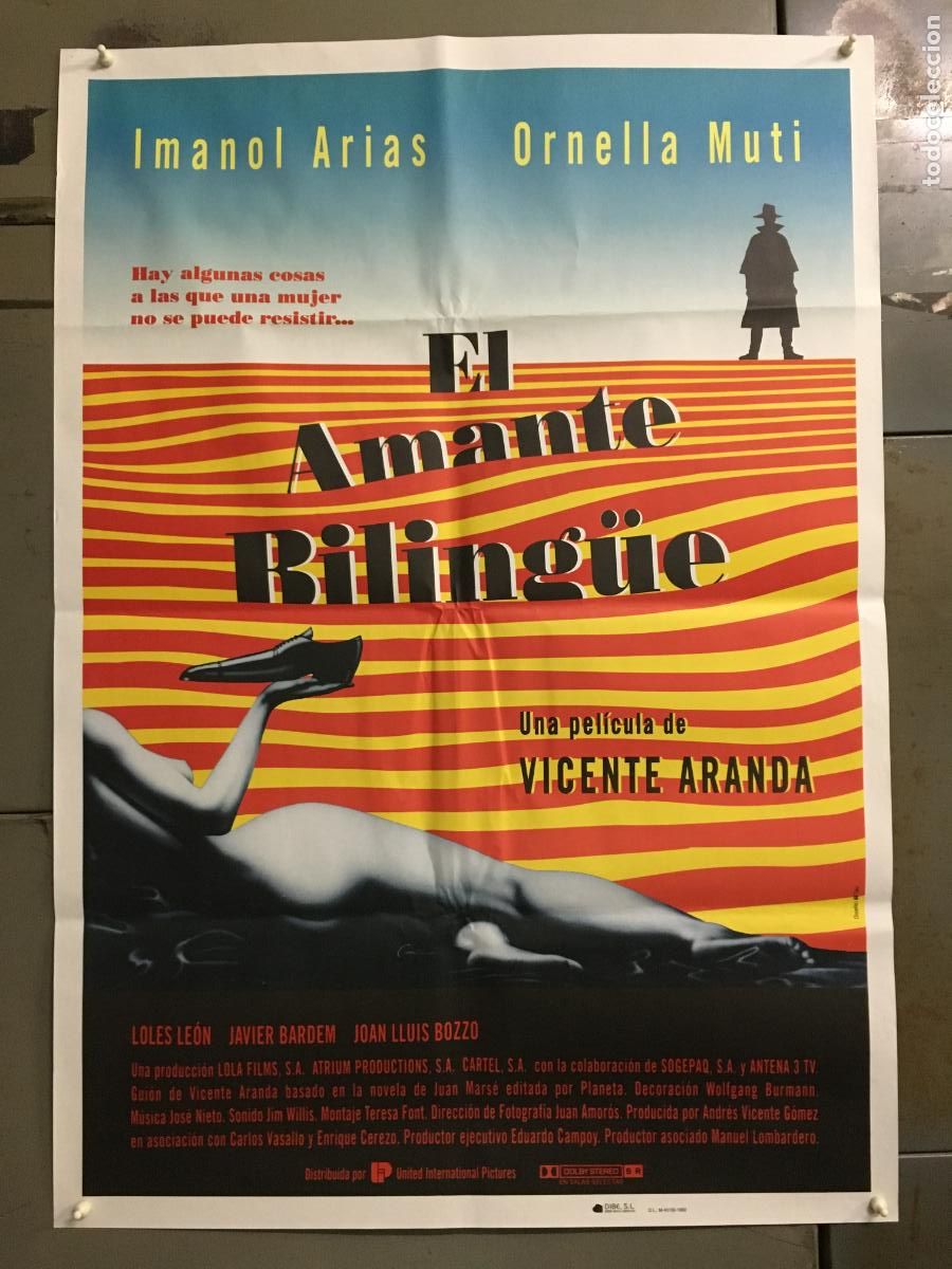 Cine: AFQ23 EL AMANTE BILINGUE ORNELLA MUTI JAVIER BARDEM IMANOL ARIAS POSTER ORIGINAL 70X100 ESTRENO h9
