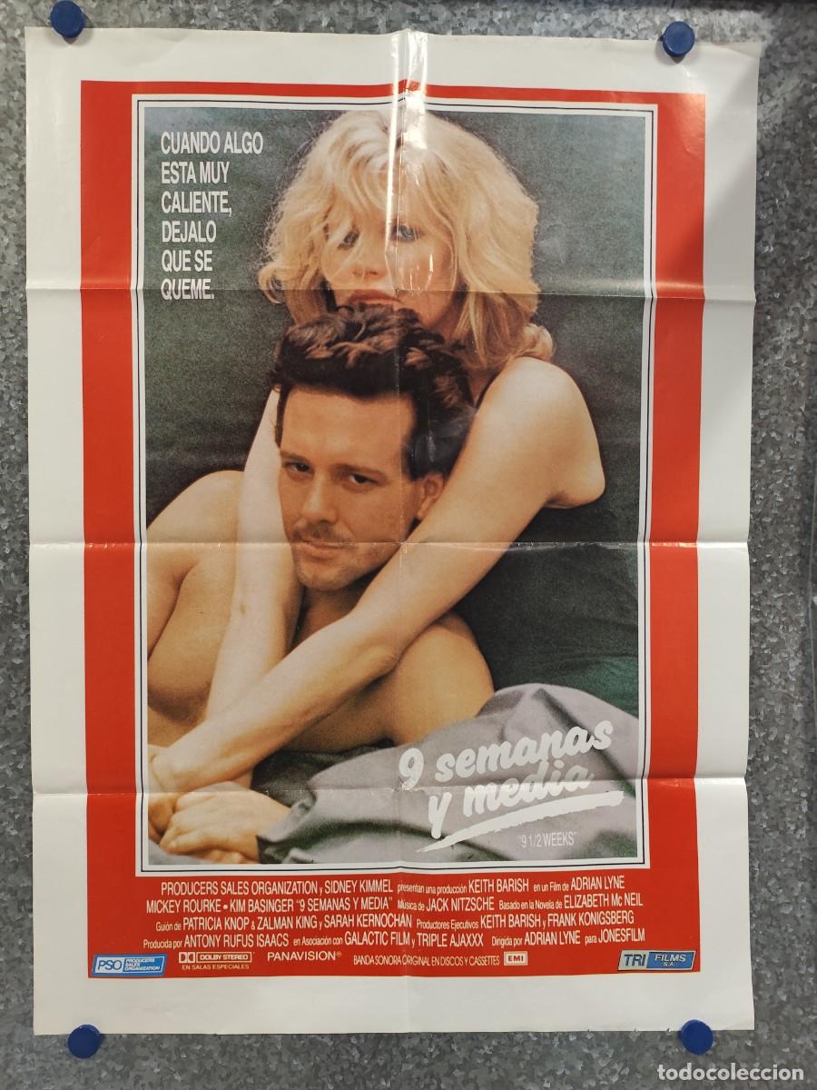 Cine: 9 SEMANAS Y MEDIA. KIM BASINGER, MICKEY ROURKE. POSTER ORIGINAL, PAPEL BRILLO