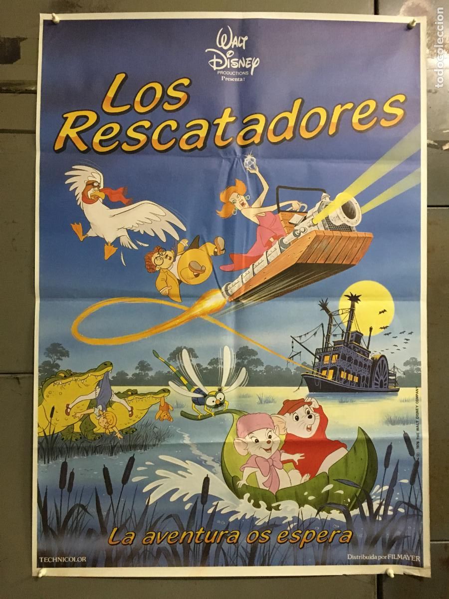 Cine: AFQ53 LOS RESCATADORES WALT DISNEY POSTER ORIGINAL ESPA&Ntilde;OL 70X100 h7