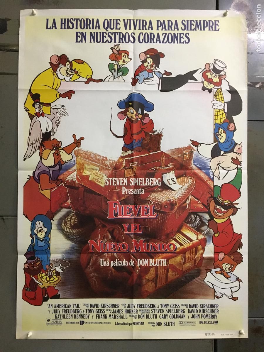 Cine: AFQ54 FIEVEL Y EL NUEVO MUNDO DON BLUTH POSTER ORIGINAL 70X100 ESTRENO h1