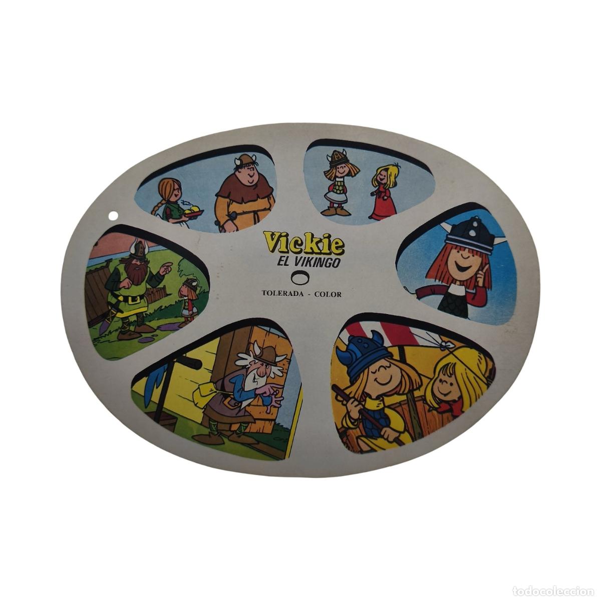 Cine: Vickie el Vikingo - Cartel / Fotocromo Publicitario Ovalado Troquelado en Cart&oacute;n Semirr&iacute;gido (28x21