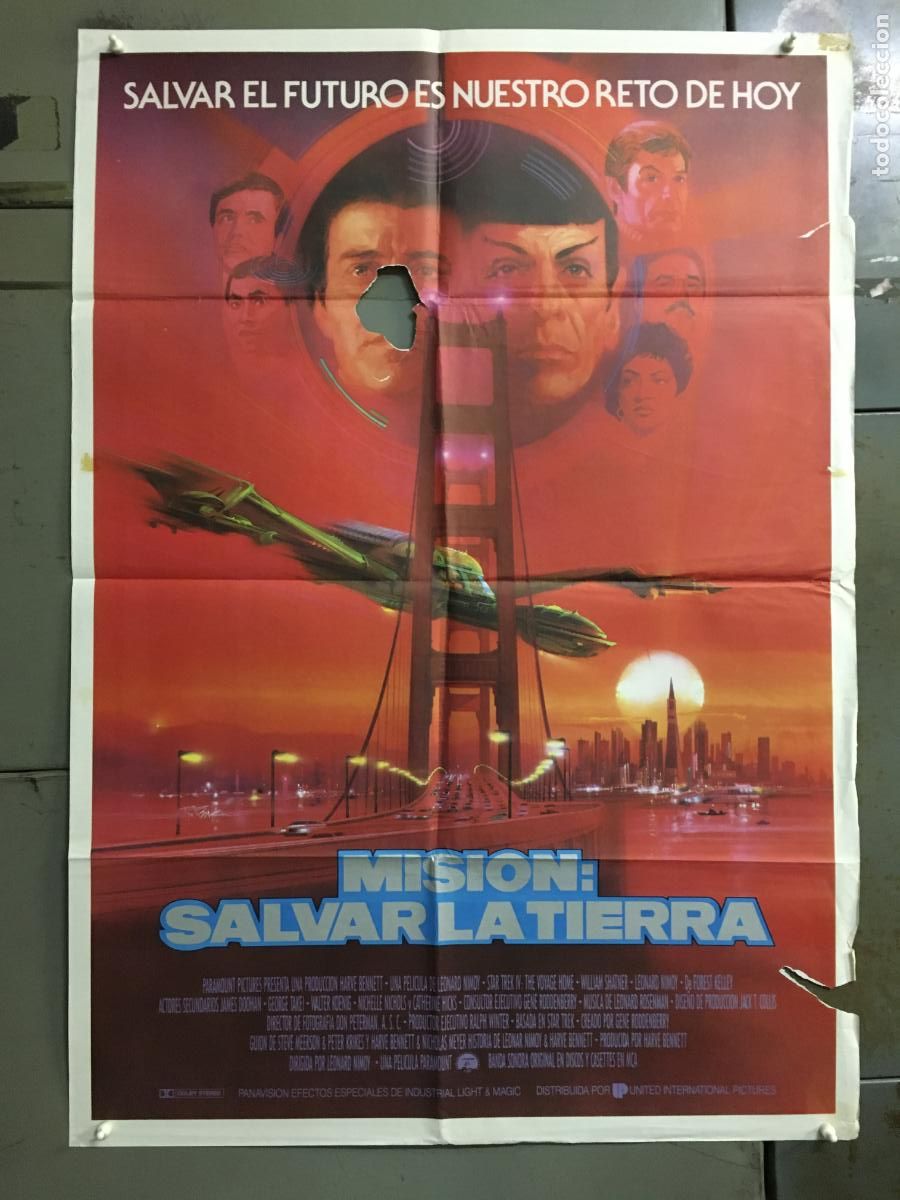 Cine: ODC C729 STAR TREK 4 MISION SALVAR LA TIERRA WILLIAM SHATNER NIMOY BOB PEAK POSTER 70X100 ESTRENO