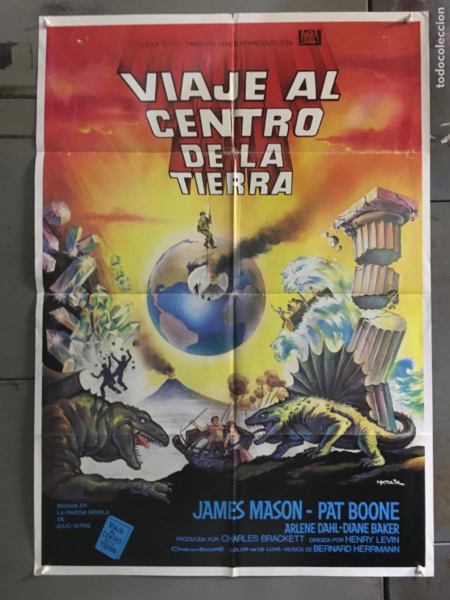 Cine: ODC C730 VIAJE AL CENTRO DE LA TIERRA JAMES MASON JULIO VERNE MATAIX POSTER ORIG 70X100 ESPA&Ntilde;OL R-80