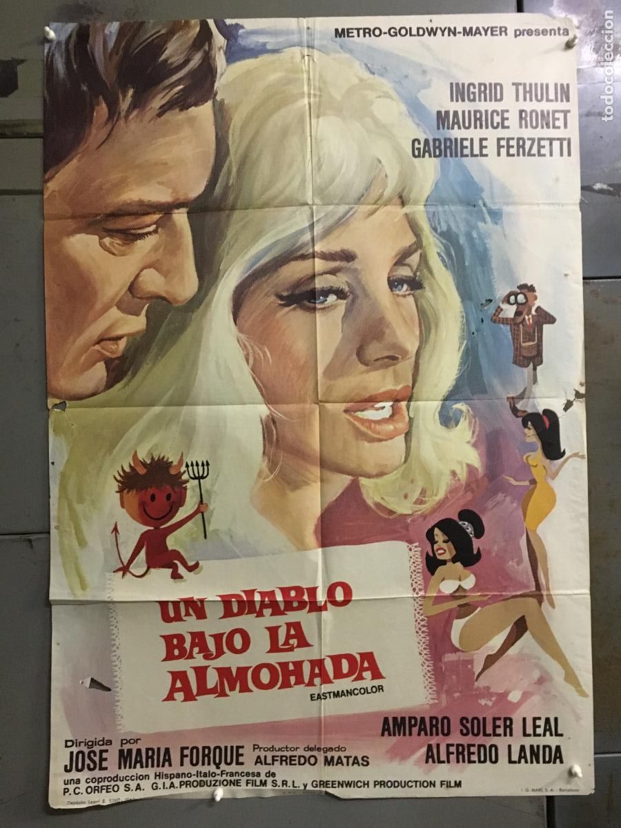 Cine: ODC C735 UN DIABLO BAJO LA ALMOHADA INGRID THULIN LANDA RONET FORQUE POSTER ORIGINAL 70X100 ESTRENO