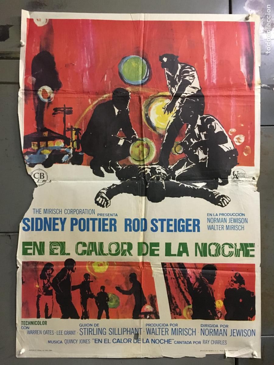 Cinema: ODC C767 EN EL CALOR DE LA NOCHE ROD STEIGER SIDNEY POITIER POSTER ORIGINAL 70X100 ESTRENO