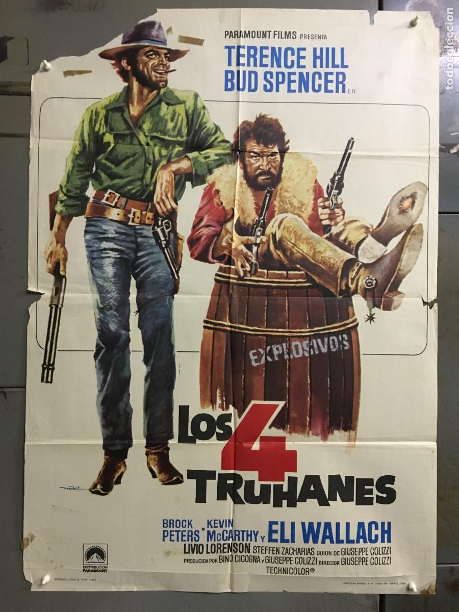 Cin&eacute;ma: ODC C769 LOS 4 TRUHANES TERENCE HILL BUD SPENCER SPAGHETTI POSTER ORIGINAL 70X100 ESPA&Ntilde;OL R-73
