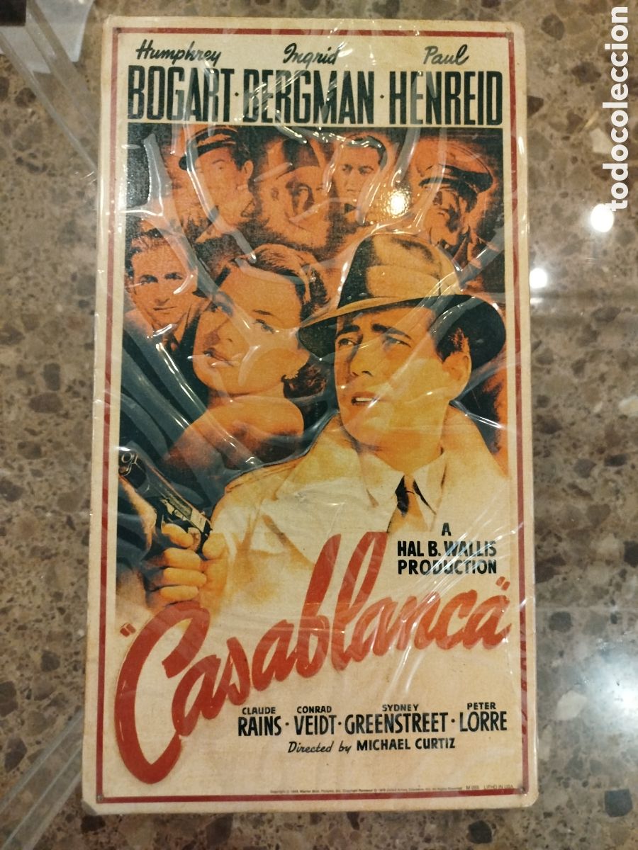 Cine: Cartel met&aacute;lico de la pel&iacute;cula Casablanca