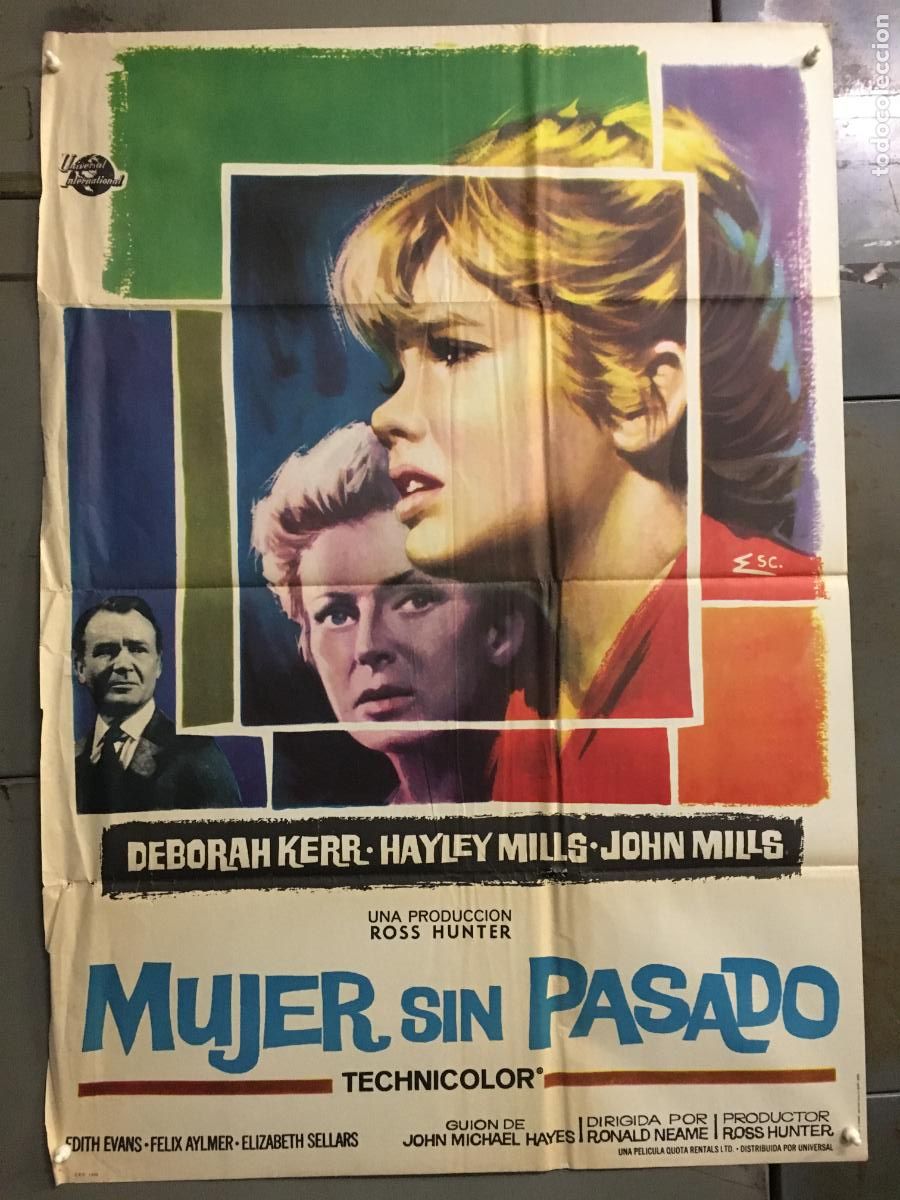 Cine: ODC C777 MUJER SIN PASADO DEBORAH KERR HAYLEY MILLS ESC POSTER ORIGINAL 70X100 ESTRENO