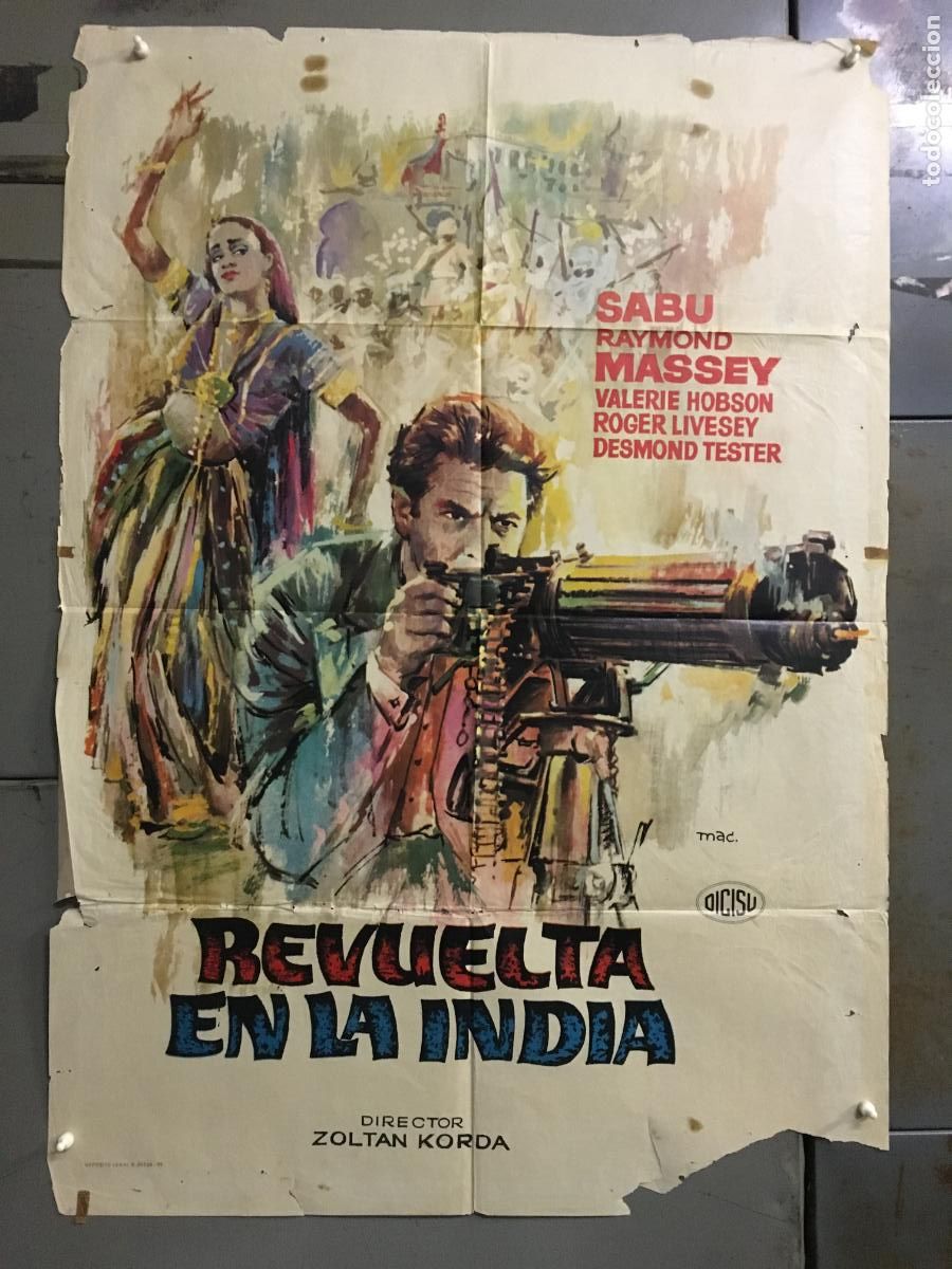 Cine: ODC C782 REVUELTA EN LA INDIA SABU KORDA POSTER ORIGINAL 70X100 ESPA&Ntilde;OL