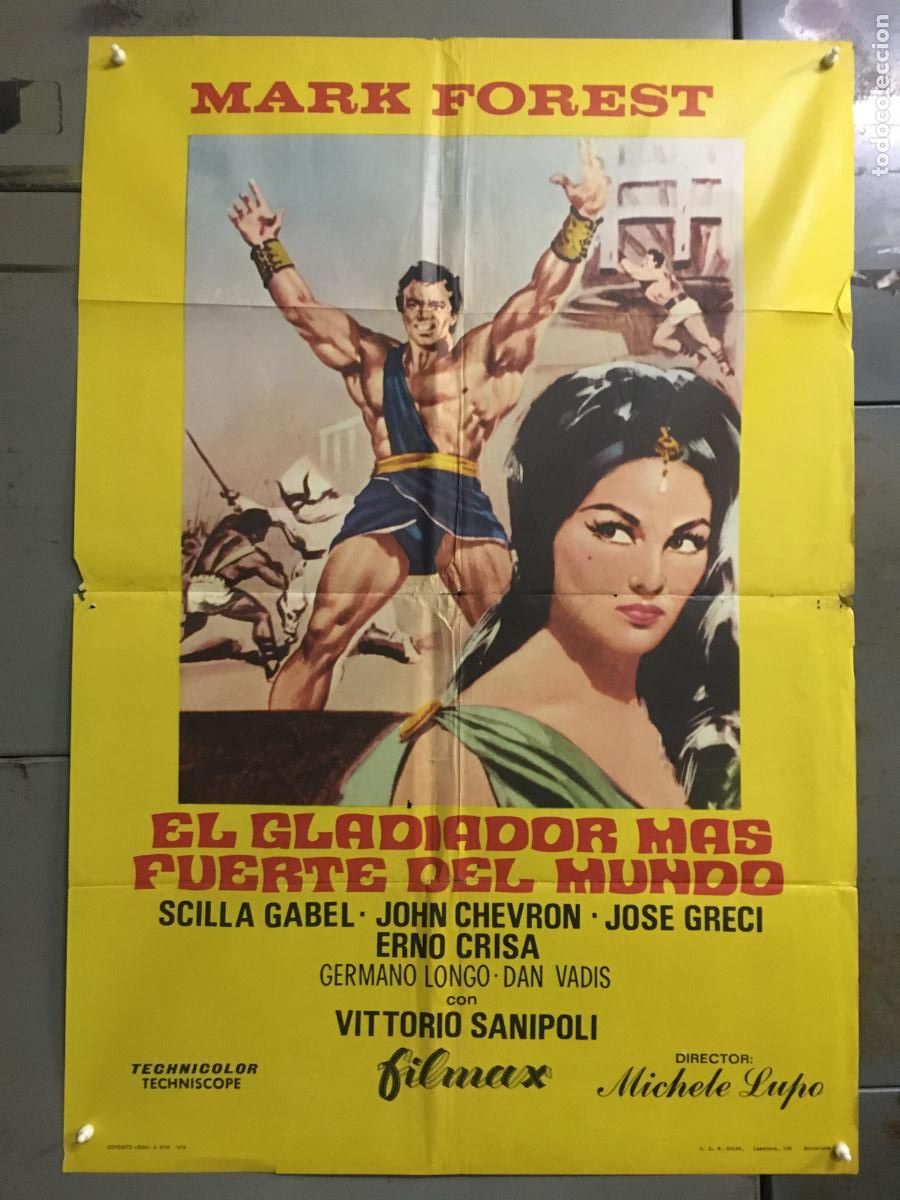 Cine: ODC C787 EL GLADIADOR MAS FUERTE DEL MUNDO MARK FOREST SCILLA GABEL PEPLUM POSTER ORIG 70X100 ESTREN