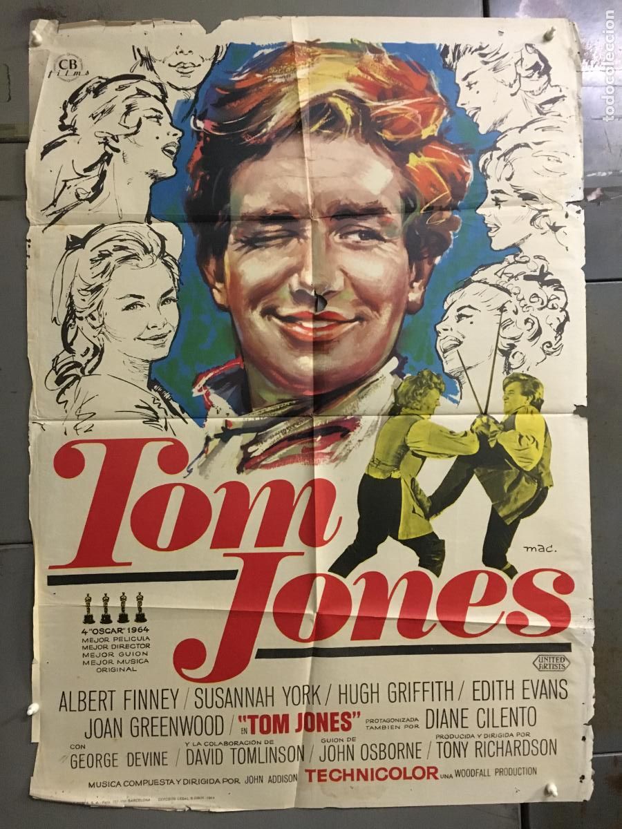 Cin&eacute;ma: ODC C795 TOM JONES ALBERT FINNEY SUSANNAH YORK TONY RICHARDSON POSTER ORIGINAL 70X100 ESTRENO