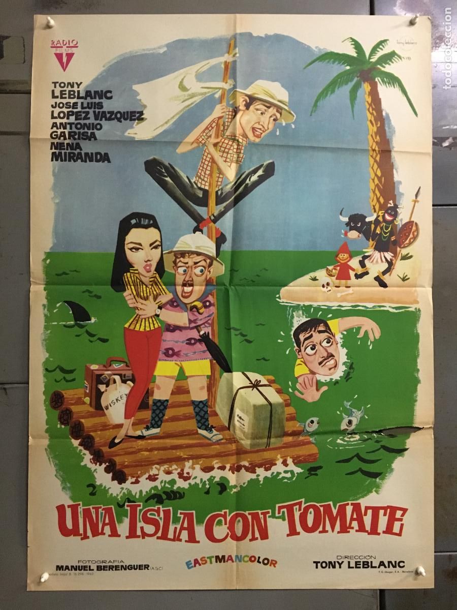 Cin&eacute;ma: ODC C802 UNA ISLA CON TOMATE TONY LEBLANC ANTONIO GARISA POSTER ORIGINAL ESTRENO 70X100