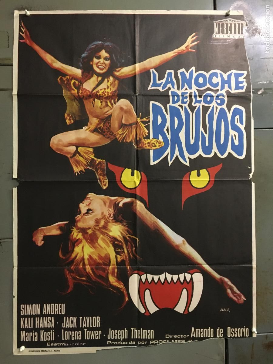 Cine: ODC C808 LA NOCHE DE LOS BRUJOS AMANDO DE OSSORIO JANO POSTER ORIGINAL 70X100 ESTRENO
