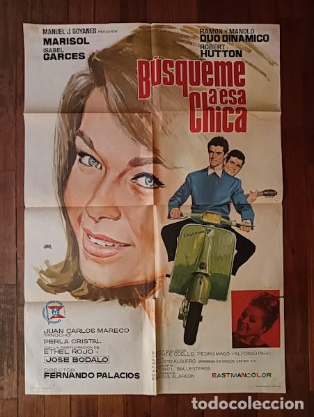 Cine: VKD 2603 BUSQUEME A ESA CHICA MARISOL DUO DINAMICO VESPA JANO POSTER ORIGINAL 70X100 ESTRENO