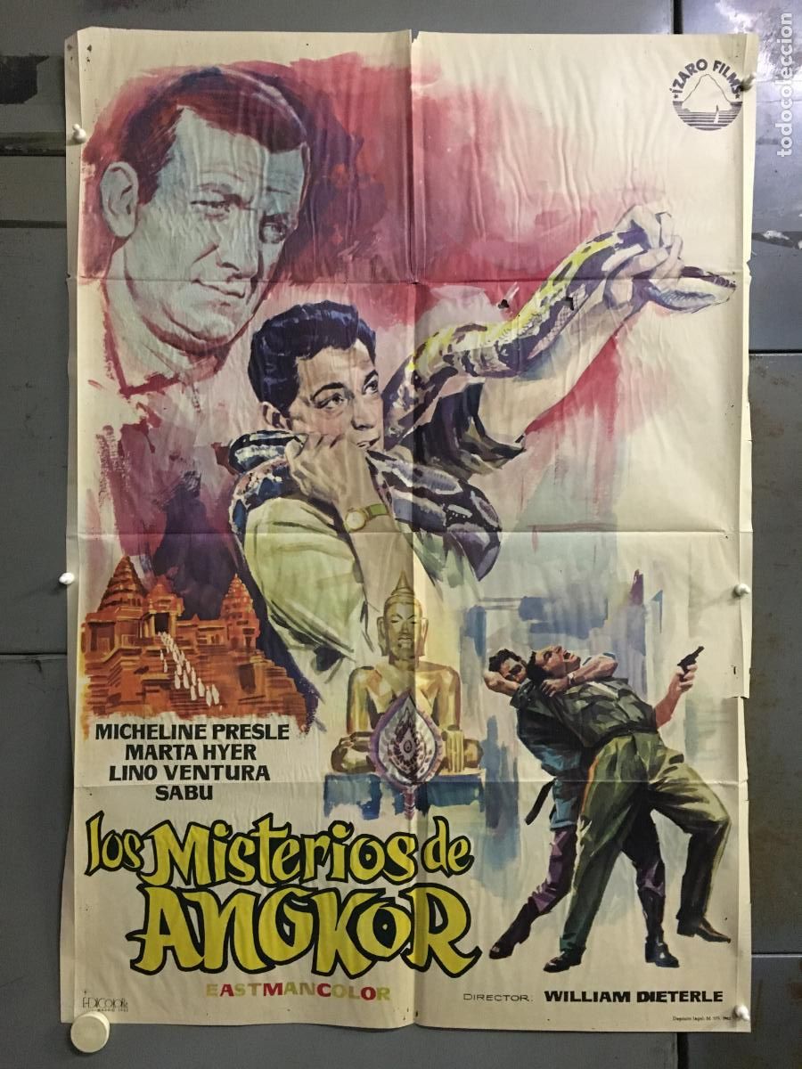 Cine: ODC C854 LOS MISTERIOS DE ANGKOR MARTHA HYER LINO VENTURA SABU POSTER ORIGINAL 70X100 ESTRENO
