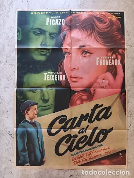 Cine: VKD 2615 CARTA AL CIELO ANGEL PICAZO YVONNE FURNEAUX VIRGILIO TEIXEIRA POSTER ORIGINAL 70X100 ESTR