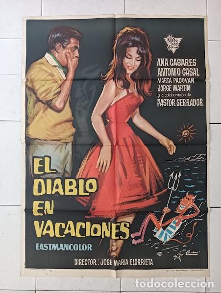 Cine: VKD 2620 EL DIABLO EN VACACIONES JOSE MARIA ELORRIETA ANTONIO CASAL POSTER ORIGINAL 70X100 ESTRENO