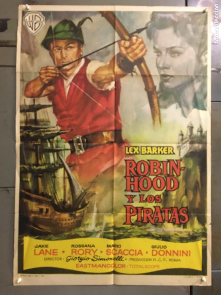 Cine: ODC C856 ROBIN HOOD Y LOS PIRATAS LEX BARKER POSTER ORIGINAL 70X100 ESTRENO