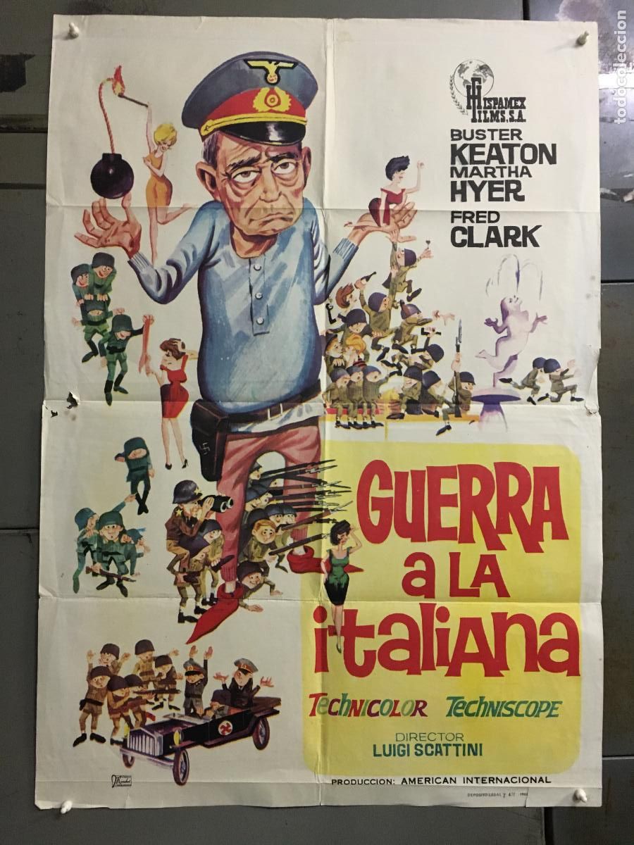 Cinema: ODC C857 GUERRA A LA ITALIANA BUSTER KEATON CICCIO INGRASSIA POSTER ORIGINAL 70X100