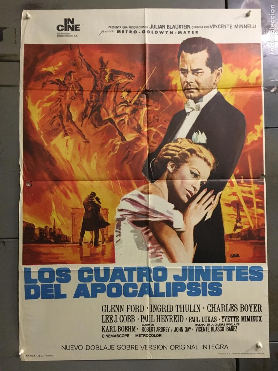Cine: ODC C859 LOS CUATRO JINETES DEL APOCALIPSIS GLENN FORD CHARLES BOYER POSTER ORIG 70X100 ESPA&Ntilde;OL R-73
