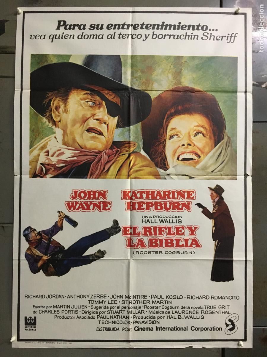 Cine: ODC C860 EL RIFLE Y LA BIBLIA JOHN WAYNE KATHARINE HEPBURN POSTER ORIGINAL 70X100 ESTRENO