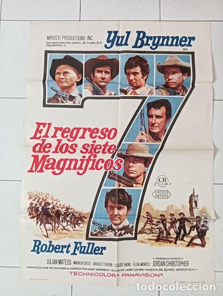 Cine: VKD 2633 EL REGRESO DE LOS 7 MAGNIFICOS YUL BRYNNER SPAGHETTI POSTER ORIGINAL 70X100 ESTRENO